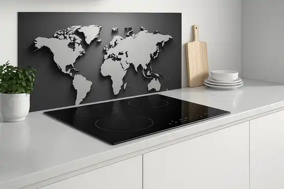 A world map is also popular as a kitchen splashback decoration.