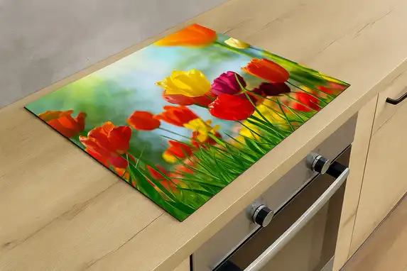 Your induction hob protector with unique kitchen decoration, your own photo or photo from our image bank!