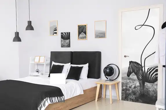 Door sticker bedroom decoration makes the room appear much larger.