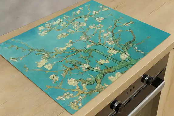 Van Gogh's Almond Blossom on an induction hob, from our Old Masters collection.