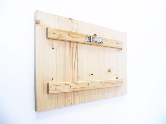 Back of photo on spruce wood, sturdy hanging bracket.