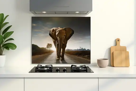 The splash guard is ideal for cleaning with a damp cloth, very easy to install with adhesive strips and of course heat resistant.