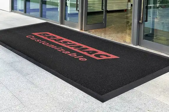Long printed doormat for entrances, shops and business locations.