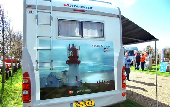 Photo gift stickers for cars, campers and other outdoor use.