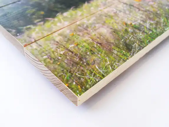 Photo on spruce wood, high print quality.
