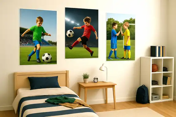 A football photo as a poster is always nice for a boy's room!
