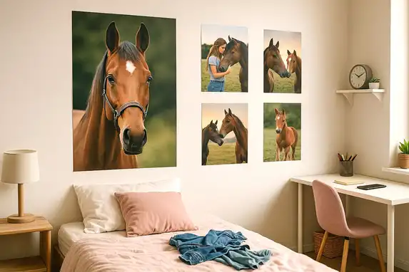 With our double-sided adhesive strips you can stick the poster invisibly to the wall.