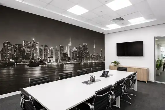 Photo wallpaper with New York skyline as wall decoration.
