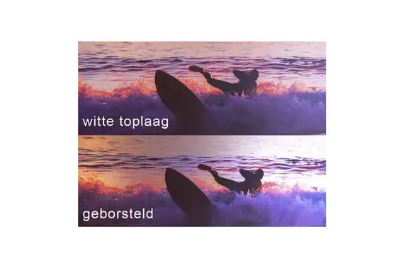 Photo on aluminum white top layer and brushed aluminum.